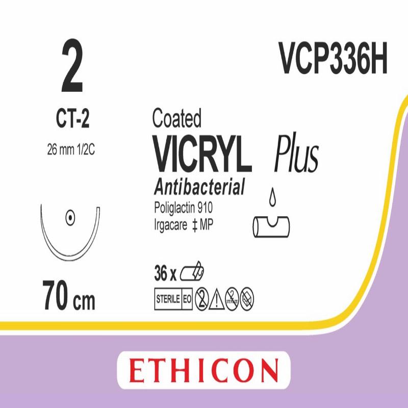VICRYL PLUS фіолетовий 70см M5 USP2 одна голка CT-2, тип колюча Taper Point, 26мм, 1/2 кола